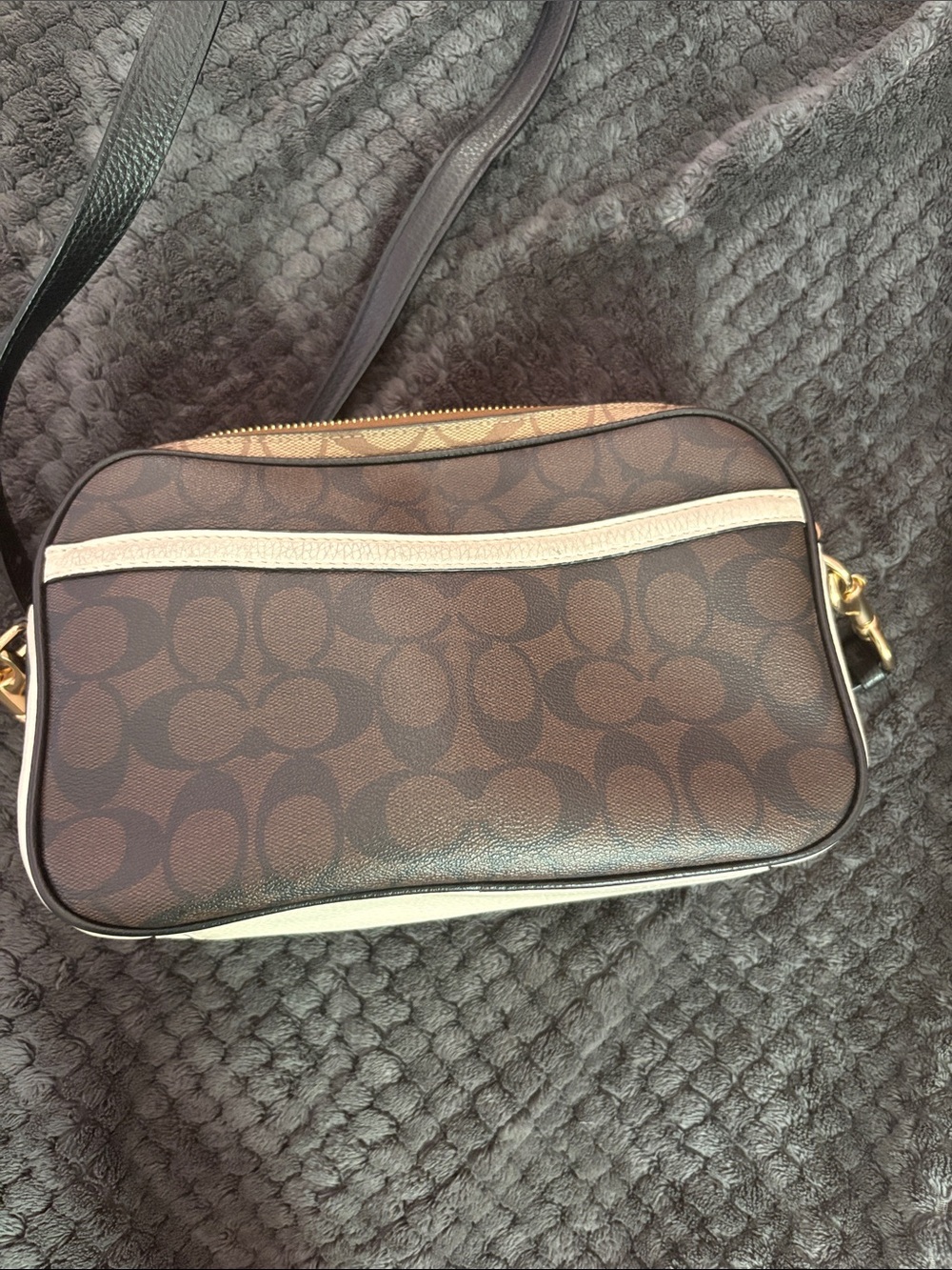 Coach Brown Signature Crossbody with Black Adjustable Strap and Gold Hardware - Picture 4 of 5